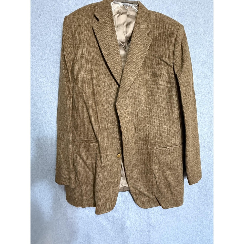 Personal Choice Blazer Sport Coat Mens 46 Brown Wool Herringbone‎ Tweed 2 Button